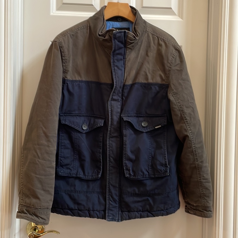 Quicksilver, brown and navy cotton puffer jacket